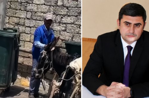 Bakının bu ərazisində zibili eşşək arabası ilə yığırlar