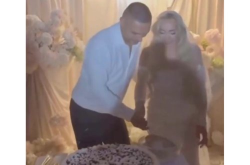 Toyda bəy özündən çıxdı: Tortu yerə çırpdı - (Video)