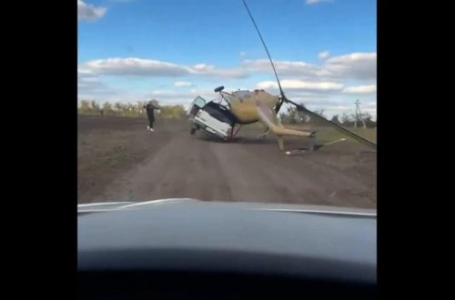 Helikopter qəfil aşdı, sürücü ölümdən son anda xilas oldu