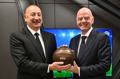 İnfantino İlham Əliyevə təşəkkür etdi - Fotolar