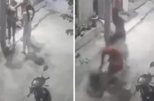 Kişi arvadını saçlarından tutub küçənin ortasında sürüdü